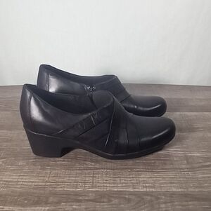 Clarks Black Ingalls Tempo Leather Ankle Bootie Size 7M